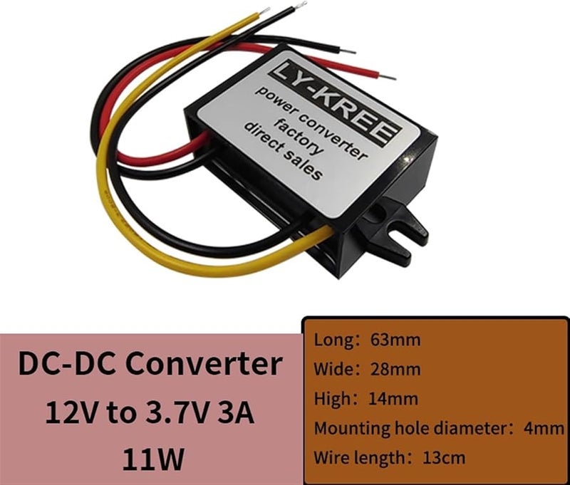 12V to 3.7V 3A DC DC Converter Step Down Module Voltage Regulator Power Adapter - Image 2